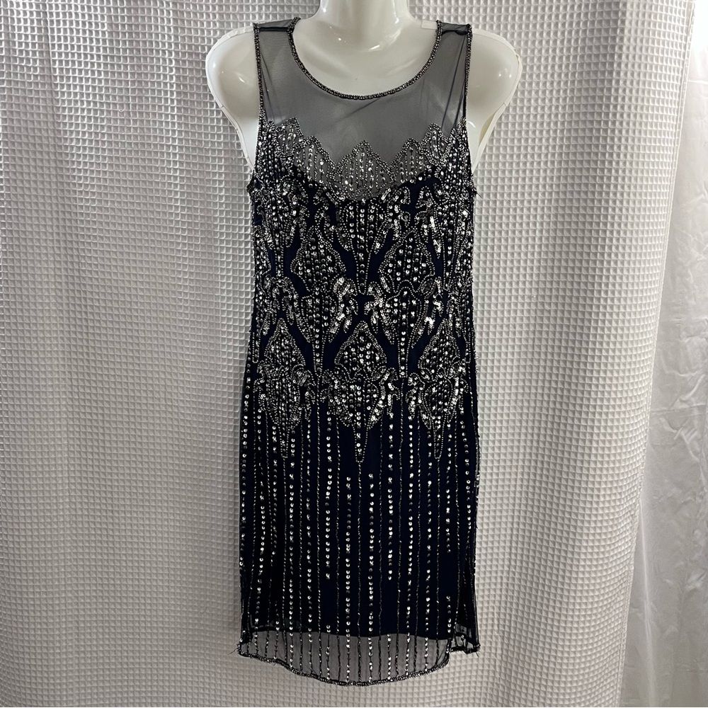 Prelude ladies Black and Silver Embellished Mini Dress size 4